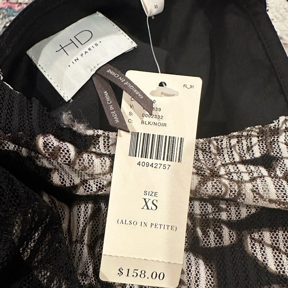 ANTHRO HD IN PARIS MOON RIVER BLACK WHITE MESH DRESS XS